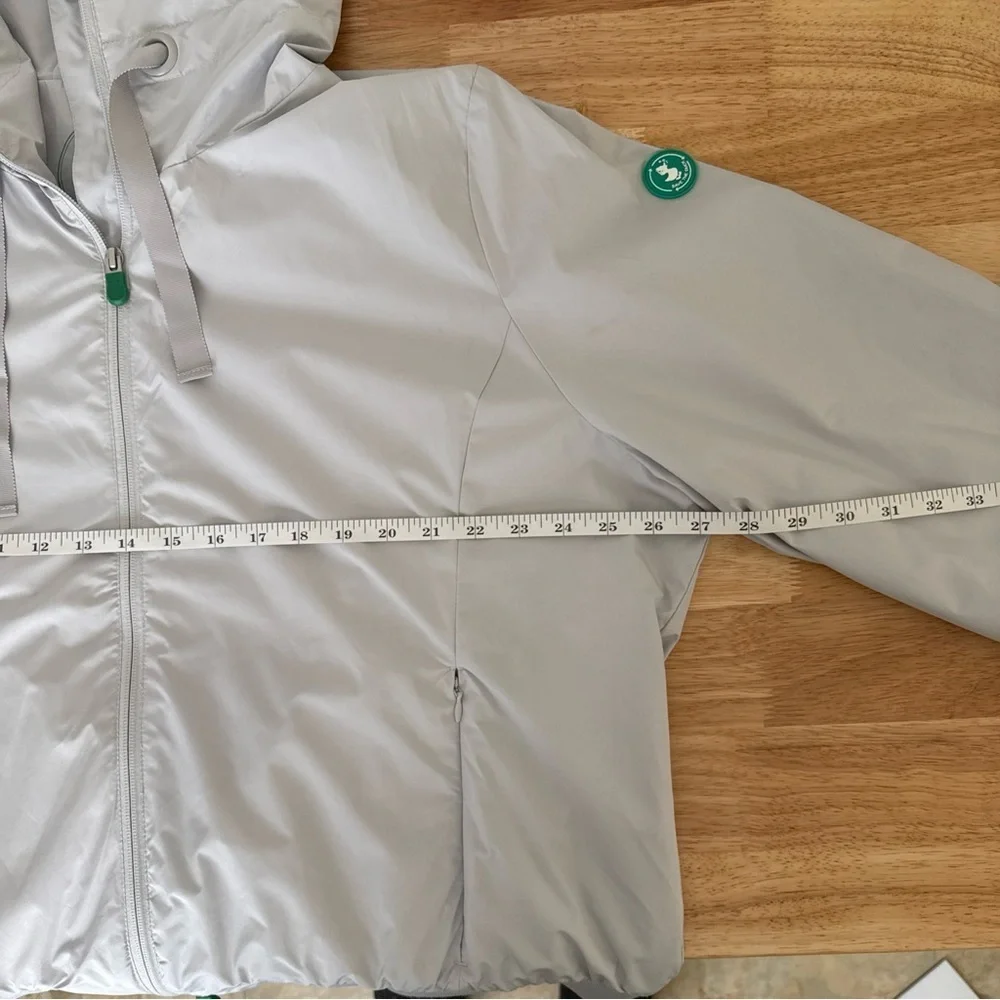 Save The Duck Women’s Grey Breathable Recycled Shell Rain Jacket Size 1X